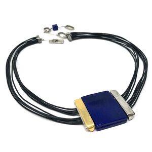 Anne-Marie Chagnon modernist mixed materials pendant necklace